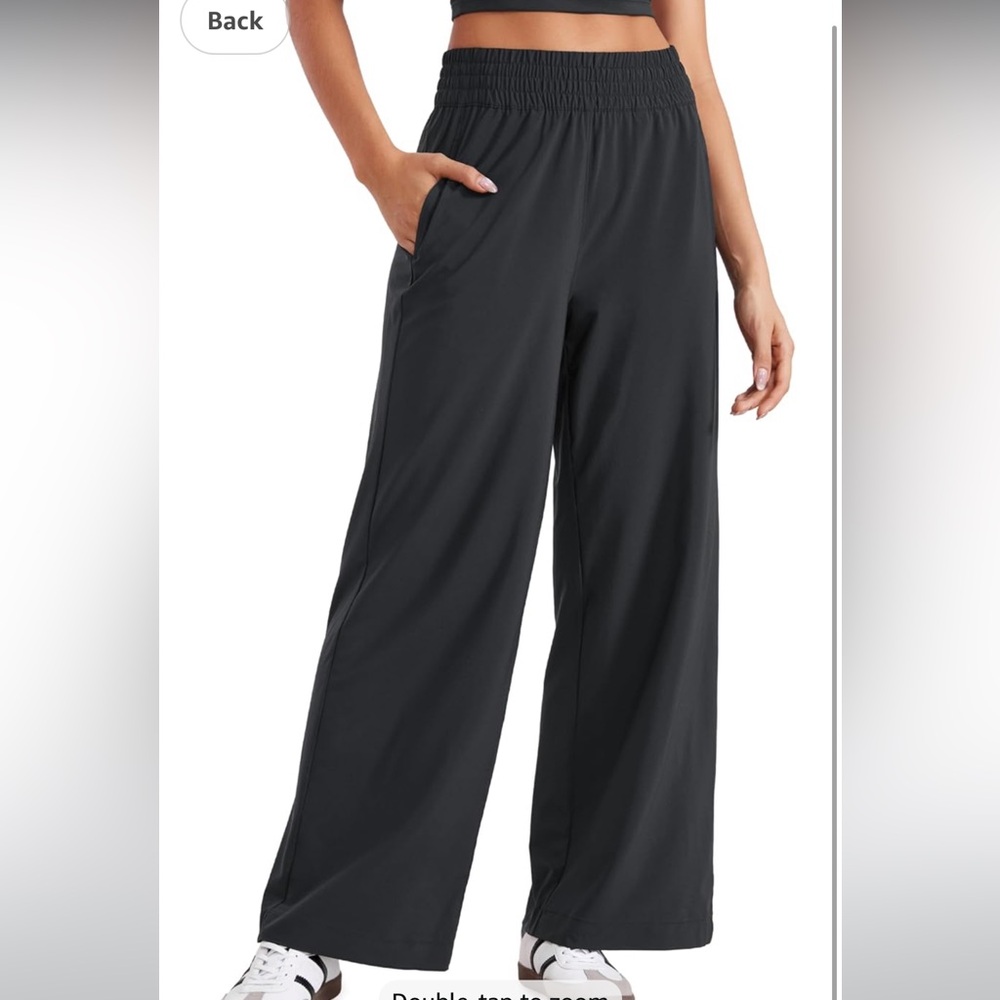 CRZ YOGA Black Lightweight Wide Leg Pants High Waisted